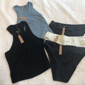 Skims, 5 pieces, 3 undies, 2 tanks, Brand New Tags & bags, Blue/Black/Bone